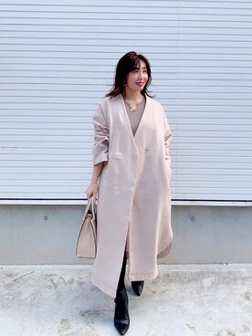 「ap retro（アプレトロ）のアイテム（ノーカラーコート）」を使った、RINAさん（レディース・160cm）の秋コーディネート