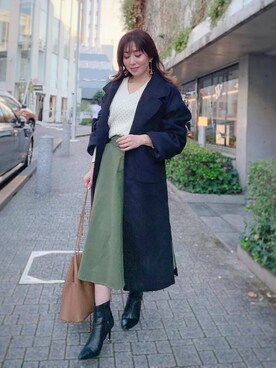 「ap retro（アプレトロ）のアイテム（チェスターコート）」を使った、RINAさん（レディース・160cm）の秋コーディネート
