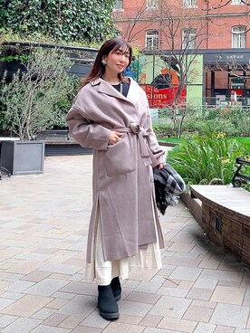 「rectangle（レクタングル）のアイテム（チェスターコート）」を使った、RINAさん（レディース・160cm）の冬コーディネート