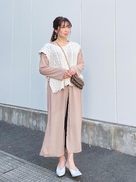 「春めきシューズ」｜「アイテム（シャツワンピース）」を使った、RINAさん（レディース・160cm）の春コーディネート