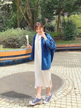 「ap retro（アプレトロ）のアイテム（デニムジャケット）」を使った、RINAさん（レディース・160cm）の春コーディネート