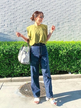 「ap retro（アプレトロ）のストレートデニムパンツ【ZOZO限定アイテム】（デニムパンツ）」を使った、RINAさん（レディース・160cm）の春コーディネート