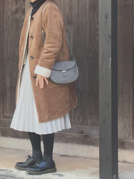 「coen（コーエン）のアイテム（ムートンコート）」を使った、みどりさん（レディース・160cm）の冬コーディネート