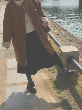 「coen（コーエン）のアイテム（ムートンコート）」を使った、みどりさん（レディース・160cm）の冬コーディネート
