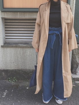 「オールスター」｜「アイテム（トレンチコート）」を使った、みどりさん（レディース・160cm）の春コーディネート