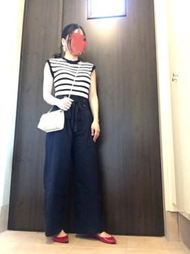 「マリンコーデ」｜「アイテム（バレエシューズ）」を使った、ぱゆさん（レディース・157cm）の夏コーディネート