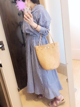 「シャツワンピ」｜「アイテム（アンサンブル）」を使った、ぱゆさん（レディース・157cm）の春コーディネート