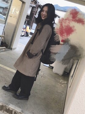 「シンプルおしゃれが好き」｜「アイテム（ステンカラーコート）」を使った、くまさん（レディース・154cm）の秋コーディネート