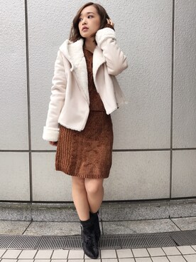 「CECIL McBEE（セシルマクビー）のアイテム（ジャケット/アウター）」を使った、村崎英絵（むらさきはなえ）さん（レディース・146cm）の秋コーディネート