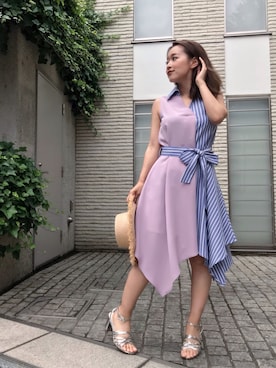 「CECIL McBEE（セシルマクビー）のアイテム（サンダル）」を使った、村崎英絵（むらさきはなえ）さん（レディース・146cm）の夏コーディネート