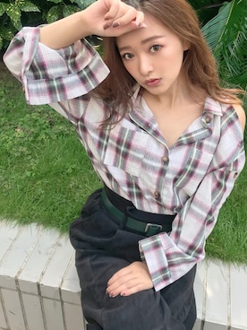 「チェック柄に恋してる」｜村崎英絵（むらさきはなえ）さん（レディース・146cm）の秋コーディネート