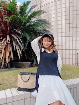 「CECIL McBEE（セシルマクビー）のアイテム（帽子）」を使った、村崎英絵（むらさきはなえ）さん（レディース・146cm）の春コーディネート