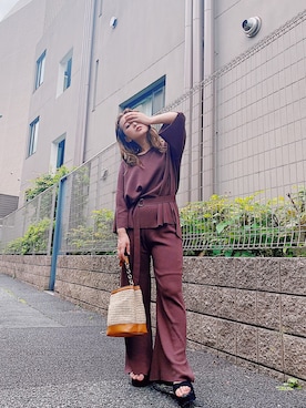 「CECIL McBEE（セシルマクビー）のアイテム（サンダル）」を使った、村崎英絵（むらさきはなえ）さん（レディース・146cm）の春コーディネート
