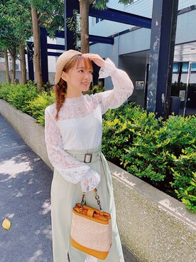 「CECIL McBEE（セシルマクビー）のアイテム（パンツ）」を使った、村崎英絵（むらさきはなえ）さん（レディース・146cm）の春コーディネート