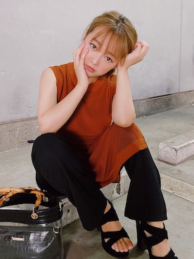 「CECIL McBEE（セシルマクビー）のアイテム（サンダル）」を使った、村崎英絵（むらさきはなえ）さん（レディース・146cm）の夏コーディネート