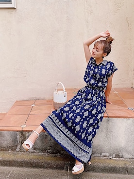 「CECIL McBEE（セシルマクビー）のアイテム（ワンピース/ドレス）」を使った、村崎英絵（むらさきはなえ）さん（レディース・146cm）の夏コーディネート