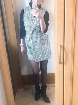 「黒タートルネック」｜「アイテム（アナログ腕時計）」を使った、miiさん（レディース・169cm）の秋コーディネート