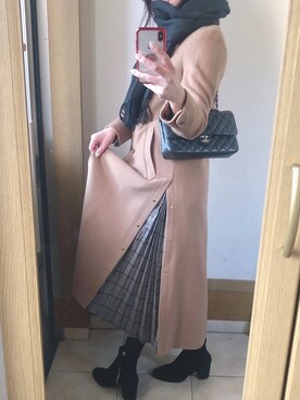 「chanel」｜「アイテム（チェスターコート）」を使った、miiさん（レディース・169cm）の冬コーディネート