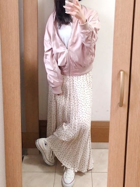「OLIVE des OLIVE（オリーブデオリーブ）のアイテム（MA-1）」を使った、miiさん（レディース・169cm）の春コーディネート