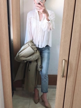 「moussy」｜「アイテム（トレンチコート）」を使った、miiさん（レディース・169cm）の冬コーディネート