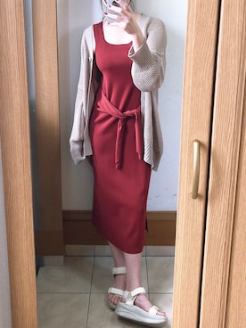 「着まわしコーデ」｜「アイテム（ワンピース/ドレス）」を使った、miiさん（レディース・169cm）の春コーディネート