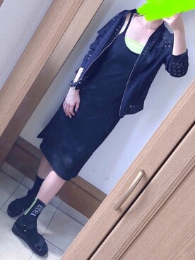 「アイテム（チューブトップ、イエロー系）」を使った、miiさん（レディース・169cm）の春コーディネート