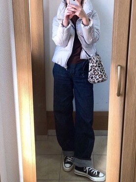 「ニコアンド」｜「アイテム（ダウンジャケット/コート）」を使った、miiさん（レディース・169cm）の冬コーディネート