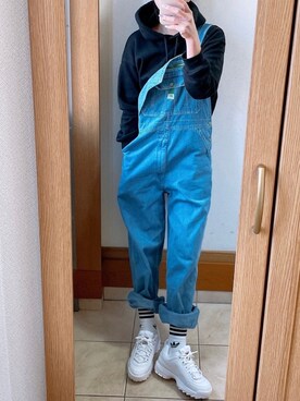 「FILA」｜「アイテム（オールインワン・サロペット）」を使った、miiさん（レディース・169cm）の冬コーディネート