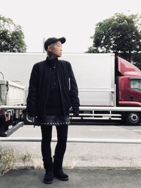 「DOPE（ドープ）のアイテム（帽子）」を使った、Lauraさん（レディース・155cm）の冬コーディネート