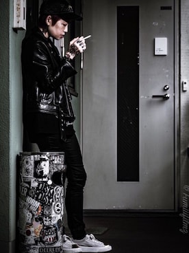 「DOPE（ドープ）のアイテム（帽子）」を使った、Lauraさん（レディース・155cm）の冬コーディネート