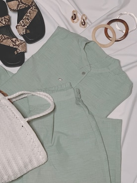 「セットアップスタイル」｜「アイテム（シャツワンピース）」を使った、ターヤ＊さん（レディース・164cm）の夏コーディネート