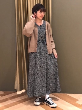 「titivate（ティティベイト）のアイテム（カーディガン/ボレロ）」を使った、koyaichanさん（レディース・153cm）の秋コーディネート