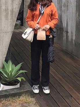 「アイテム（折りたたみ傘）」を使った、Jiun さん（レディース・159cm）の春コーディネート