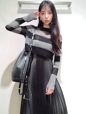 「アイテム（ワンピース/ドレス、シルバー系）」を使った、Hannaさん（レディース・166cm）の冬コーディネート