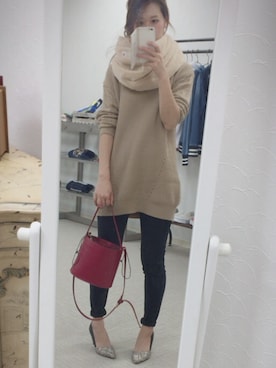 「URBAN RESEARCH（アーバンリサーチ）のアイテム（ネックウォーマー/スヌード）」を使った、mai＊maiさん（レディース・166cm）の冬コーディネート