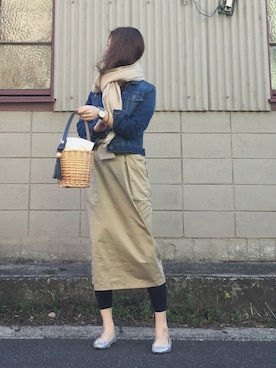 「シルバーシューズ」｜「アイテム（デニムジャケット）」を使った、mai＊maiさん（レディース・166cm）の春コーディネート