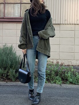 「zozoデニム」｜「アイテム（ハンチング/ベレー帽）」を使った、mai＊maiさん（レディース・166cm）の冬コーディネート
