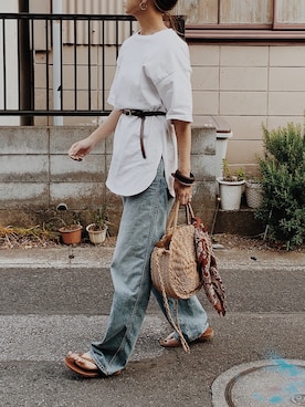 「ユニクロ」｜「アイテム（サンダル）」を使った、mai＊maiさん（レディース・166cm）の春コーディネート