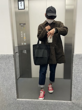 「JOURNAL STANDARD relume（ジャーナルスタンダード　レリューム）のアイテム（ステンカラーコート）」を使った、teaさん（メンズ・172cm）の冬コーディネート