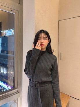 「gray」｜「アイテム（ワンピース/ドレス）」を使った、エイさん（レディース・153cm）の冬コーディネート