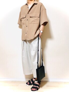KOMEI   さんの「ブライトポプリンリラックスレギュラーカラーオーバーCPOシャツ 1/2 sleeve(EMMA CLOTHES)」を使ったコーディネート