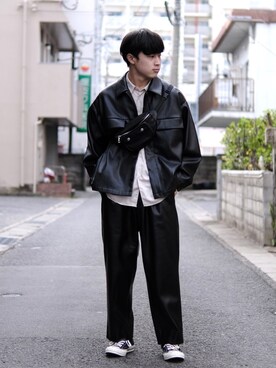 「melt.（メルト）のアイテム（バッグ）」を使った、KOMEI   さん（メンズ・171cm）の冬コーディネート