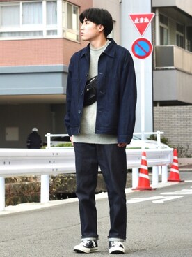 「melt.（メルト）のアイテム（バッグ）」を使った、KOMEI   さん（メンズ・171cm）の冬コーディネート