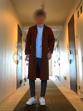 「アイテム（ステンカラーコート）」を使った、たかすさん（メンズ・178cm・20代）の春コーディネート