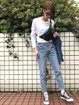 「MOUSSY（マウジー）のアイテム（ブルゾン）」を使った、maichinさん（レディース・178cm）の春コーディネート