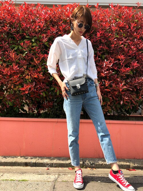 maichinさんのスニーカー「converse コンバース ALL STAR OX オールスター OX 3216 RED(US)(CONVERSE|コンバース)」を使ったコーディネート