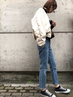 「MOUSSY（マウジー）のアイテム（ブルゾン）」を使った、maichinさん（レディース・178cm）の秋コーディネート
