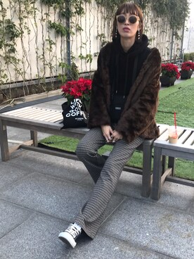 「NO COFFEE（ノーコーヒー）のアイテム（バッグ）」を使った、maichinさん（レディース・178cm）の冬コーディネート