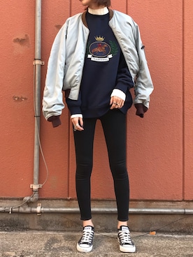 「MOUSSY（マウジー）のアイテム（ブルゾン）」を使った、maichinさん（レディース・178cm）の冬コーディネート