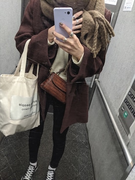 「MOUSSY（マウジー）のアイテム（その他アウター）」を使った、maichinさん（レディース・178cm）の冬コーディネート